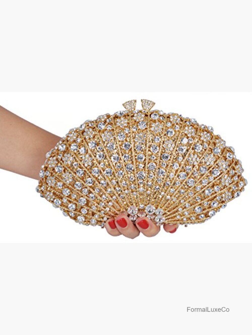 Crystal Rhinestone Evening Clutch with Chain Strap - Picture 6 of 6
